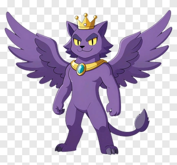 Winged Cat King Character PNG