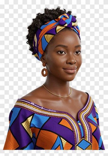 Woman In Colorful African Print Attire PNG