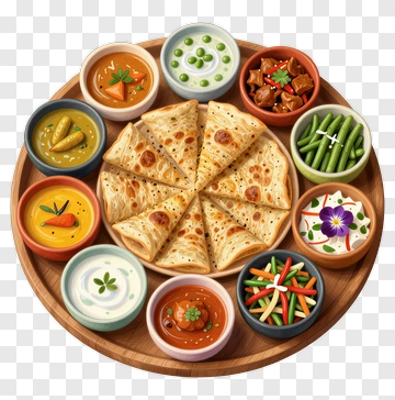 Delicious Indian Meal Platter With Various Dishes PNG