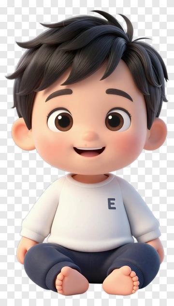 Cartoon Boy Sitting And Smiling PNG