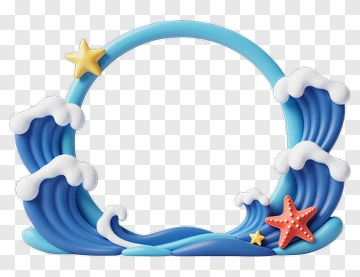 Wave Frame With Starfish And Sea Elements PNG