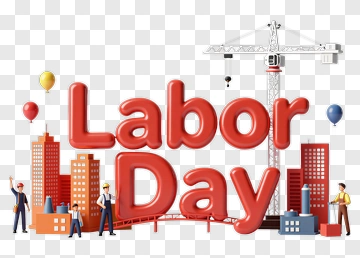 Labor Day Celebration With City Workers And Balloons PNG