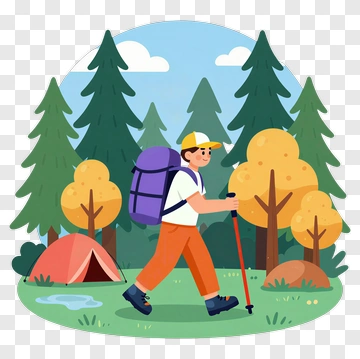Hiking Man In A Forest PNG