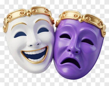 Theatrical Masks Representing Comedy And Tragedy PNG