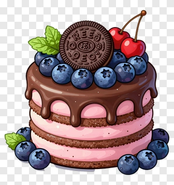 Chocolate Cake With Blueberries And Oreos PNG