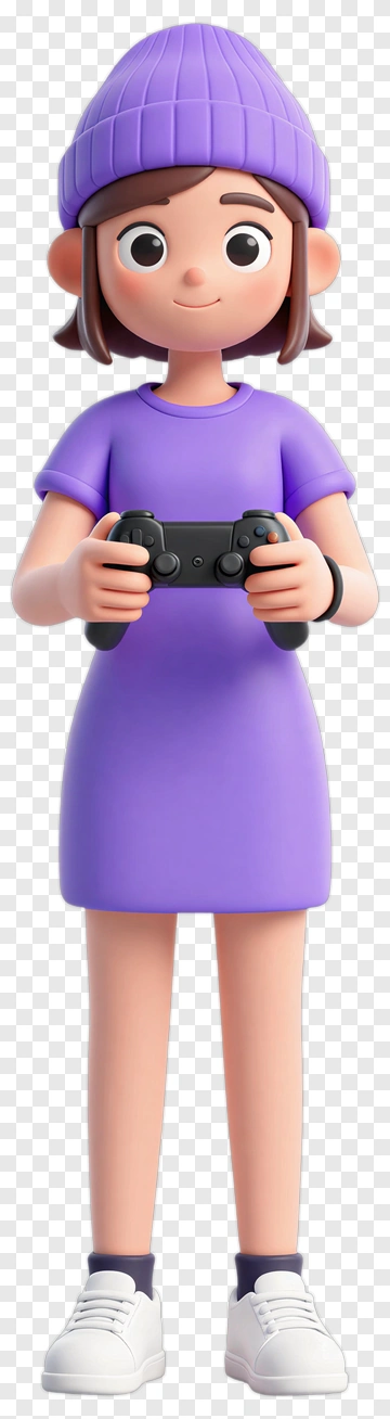 3D Girl Holding A Game Controller PNG