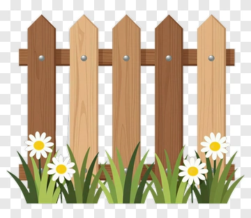 Wooden Fence With Flowers PNG