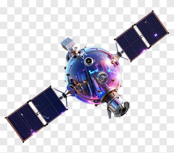 3D Satellite With Solar Panels PNG