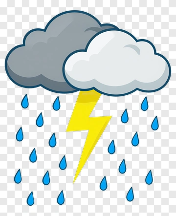 Cartoon Thunderstorm With Rain And Lightning PNG