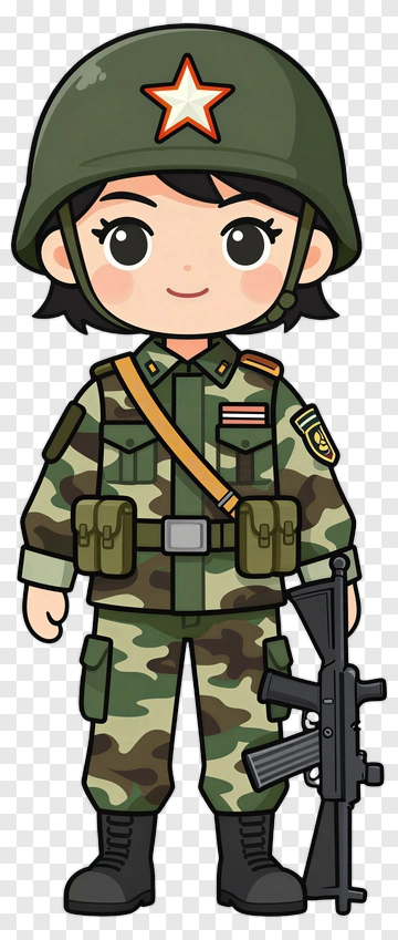 Cartoon Soldier With Rifle PNG