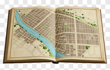 Open Map Book With City Layout PNG