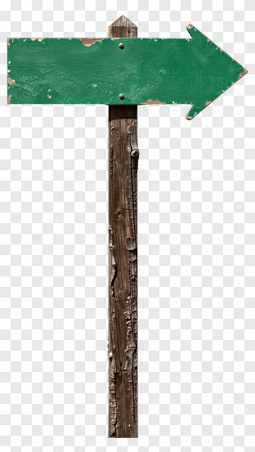 Wooden Signpost With Green Arrow PNG