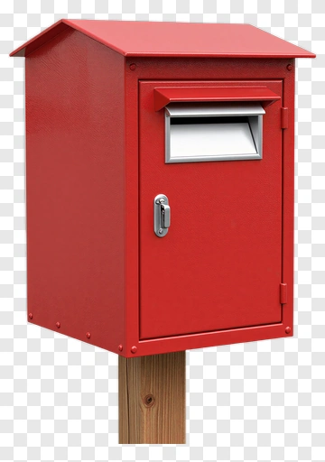 Red Mailbox On Wooden Post PNG
