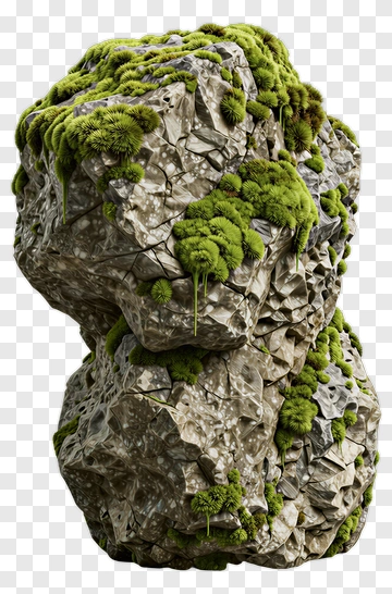 Rock Formation Covered In Green Moss PNG