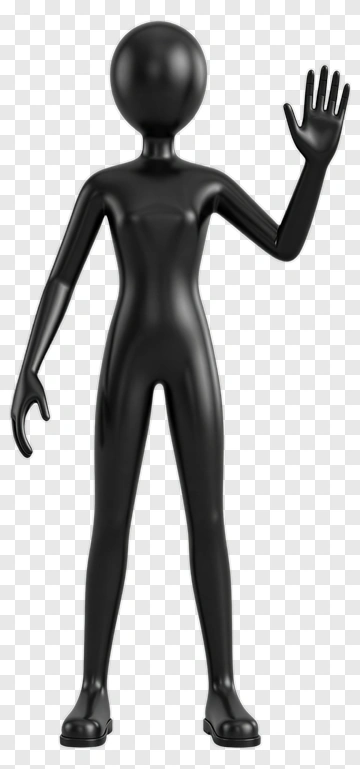 Black 3D Figure Waving PNG