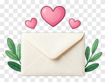 Envelope Surrounded By Hearts And Leaves PNG