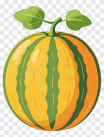Colorful Watermelon With Leaves PNG
