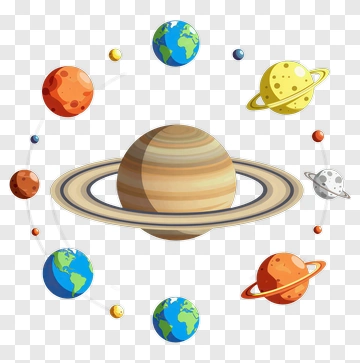 Cartoon Solar System With Planets And Saturn PNG