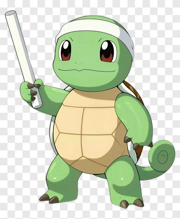 Cartoon Squirtle Holding A Stick PNG