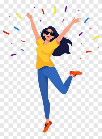 Happy Woman Celebrating With Confetti PNG