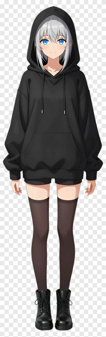 Anime Character In Black Hoodie PNG