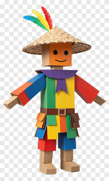 Colorful Paper Scarecrow Figure PNG