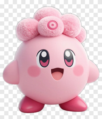 Cute Pink Plush Character With Flower PNG