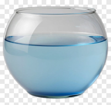Glass Fish Bowl With Blue Water PNG