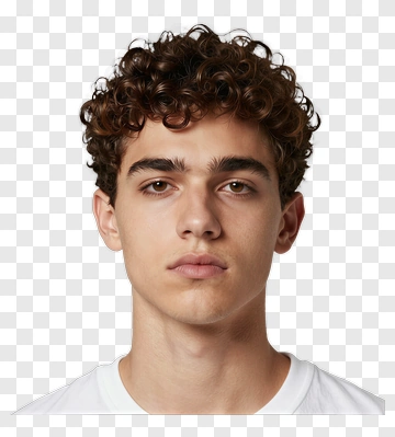 Young Man With Curly Hair PNG