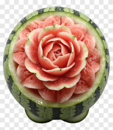 Watermelon Carving Of A Rose PNG