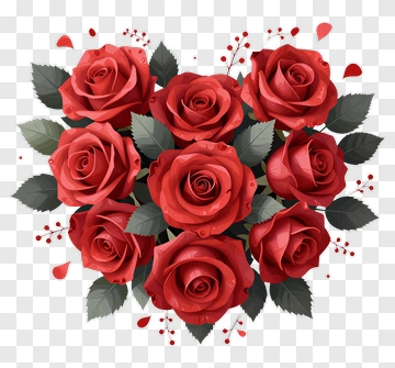 Heart-Shaped Arrangement Of Red Roses PNG