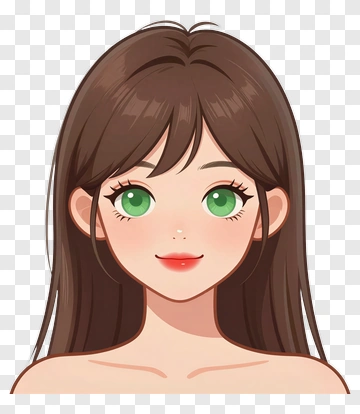 Cartoon Woman With Green Eyes PNG