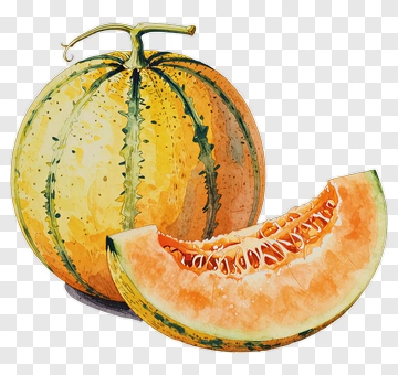 Watercolor Melon With Slice PNG