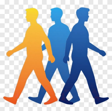 Walking Silhouettes In Gradient Colors PNG