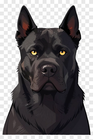 Cartoon Black Dog With Yellow Eyes PNG