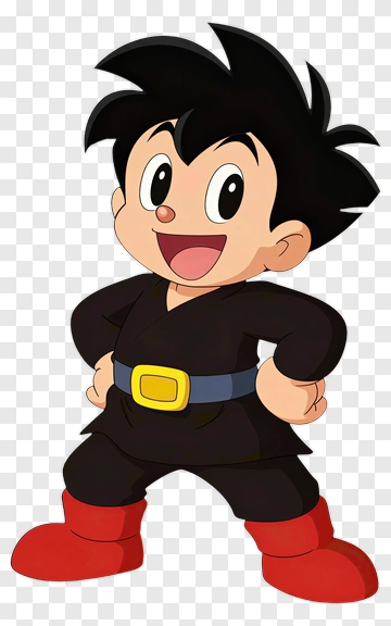 Cartoon Boy In Black Ninja Outfit PNG