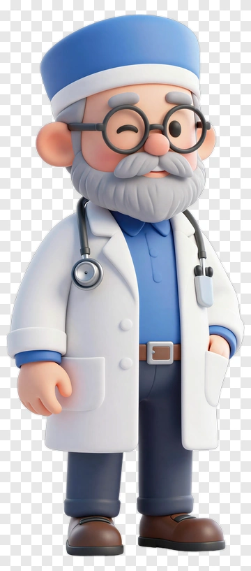 Cartoon Doctor With Glasses And Stethoscope PNG