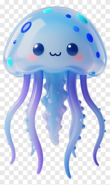 Cute Cartoon Jellyfish With Happy Face PNG