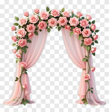 Wedding Arch Decorated With Pink Roses PNG