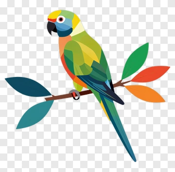 Colorful Parrot Sitting On A Branch PNG