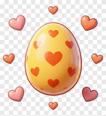 Colorful Easter Egg With Hearts PNG