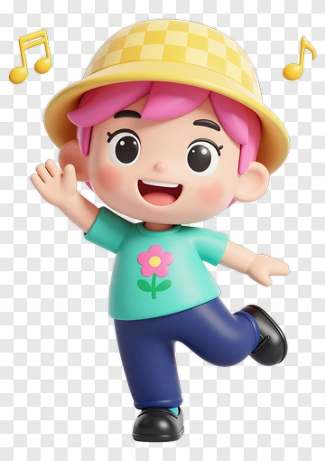 Cartoon Child Dancing With A Flower Shirt PNG