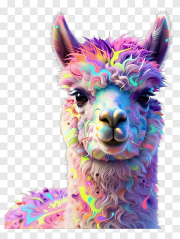 Colorful Alpaca With Vibrant Fur PNG