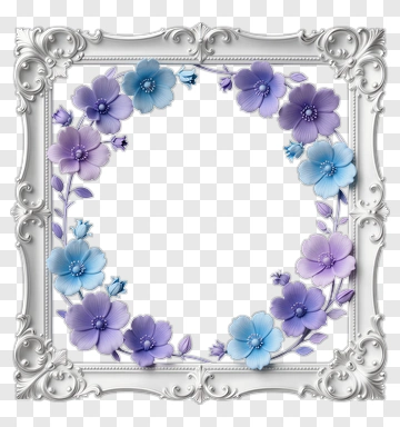 Floral Frame With Purple Flowers PNG