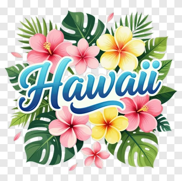 Hawaii Floral Arrangement With Tropical Leaves PNG