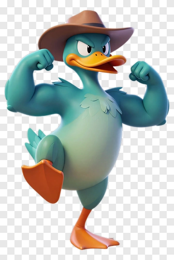Cartoon Duck Flexing Muscles PNG