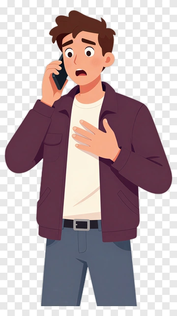 Concerned Young Man Talking On The Phone PNG