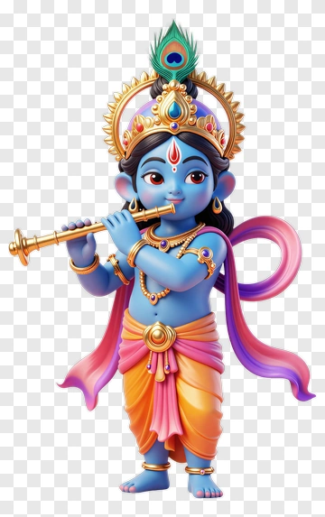 3D Krishna Playing Flute PNG
