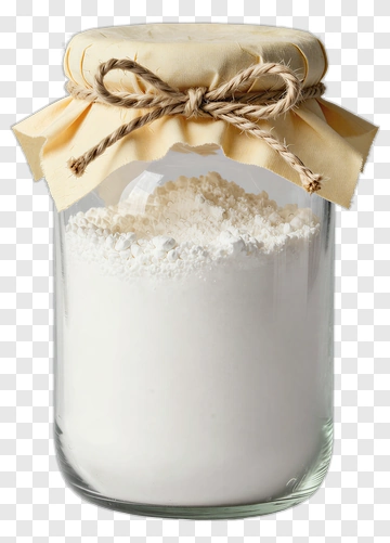 Glass Jar Filled With White Flour PNG
