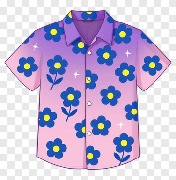 Flower Patterned Short Sleeve Shirt PNG